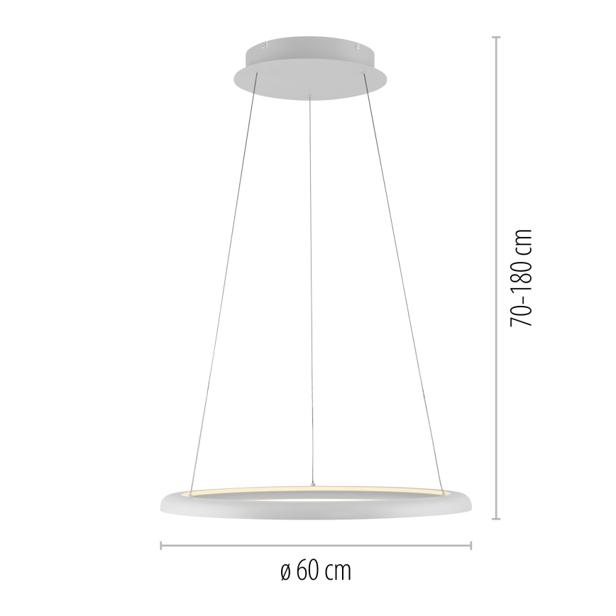 Schöner Wohnen 15570-16 - Suspension dimmable sur câble QUILLO LED/36W/230V Ø 60 cm blanche