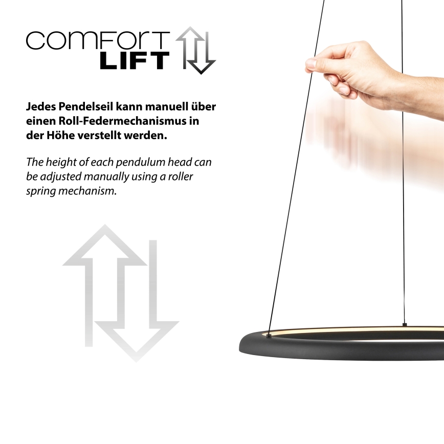 Schöner Wohnen 15570-18 - Suspension LED dimmable sur câble QUILLO LED/36W/230V Ø 60 cm noir