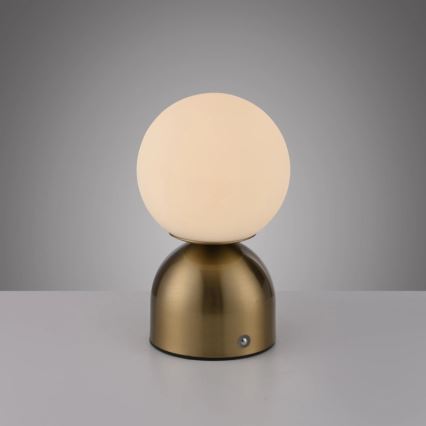 Schöner Wohnen 19218-12 - Lampe de table LED RUDI, rechargeable, dimmable et à commande tactile, LED 1,2W/5V, 3000–6000K, 1200 mAh, dorée