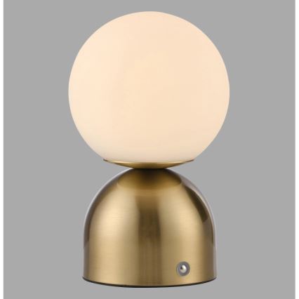 Schöner Wohnen 19218-12 - Lampe de table LED RUDI, rechargeable, dimmable et à commande tactile, LED 1,2W/5V, 3000–6000K, 1200 mAh, dorée