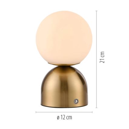 Schöner Wohnen 19218-12 - Lampe de table LED RUDI, rechargeable, dimmable et à commande tactile, LED 1,2W/5V, 3000–6000K, 1200 mAh, dorée