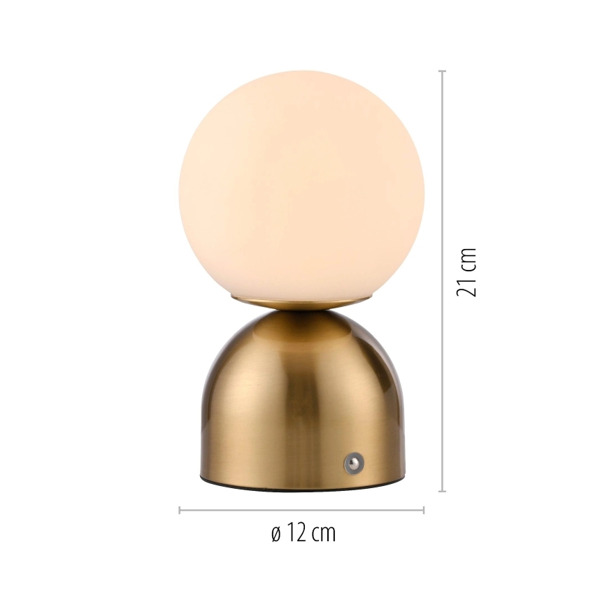 Schöner Wohnen 19218-12 - Lampe de table LED RUDI, rechargeable, dimmable et à commande tactile, LED 1,2W/5V, 3000–6000K, 1200 mAh, dorée