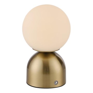 Schöner Wohnen 19218-12 - Lampe de table LED RUDI, rechargeable, dimmable et à commande tactile, LED 1,2W/5V, 3000–6000K, 1200 mAh, dorée