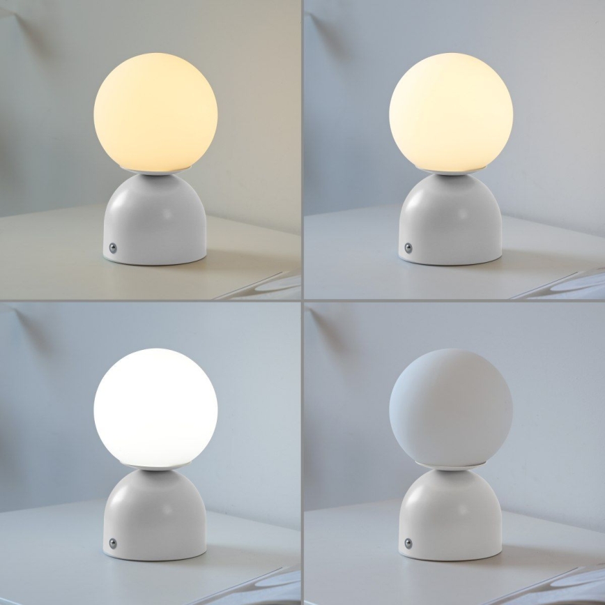 Schöner Wohnen 19218-16 - Lampe de table LED dimmable à commande tactile et rechargeable RUDI LED/1,2W/5V 3000-6000K 1200 mAh blanche