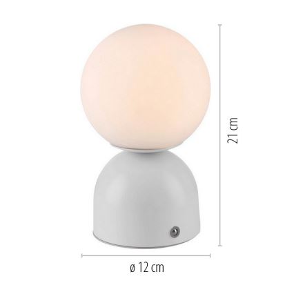 Schöner Wohnen 19218-16 - Lampe de table LED dimmable à commande tactile et rechargeable RUDI LED/1,2W/5V 3000-6000K 1200 mAh blanche