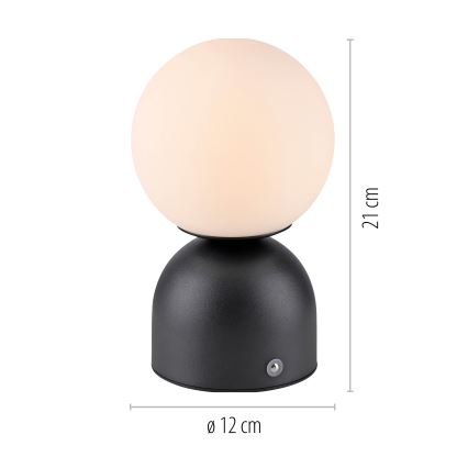 Schöner Wohnen 19218-18 - Lampe de table tactile et dimmable rechargeable RUDI LED/1,2W/5V 3000-6000K 1200 mAh noire