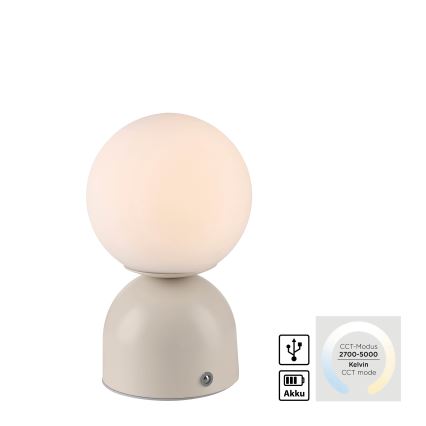 Schöner Wohnen 19218-39 - lampe de table LED tactile dimmable et rechargeable RUDI LED/1,2W/5V 3000-6000K 1200 mAh gris