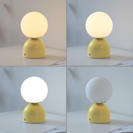 Schöner Wohnen 19218-81 - Lampe de bureau LED tactile rechargeable et dimmable RUDI LED/1,2W/5V 3000-6000K 1200 mAh jaune