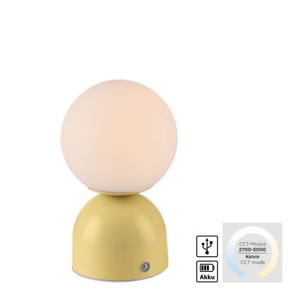 Schöner Wohnen 19218-81 - Lampe de bureau LED tactile rechargeable et dimmable RUDI LED/1,2W/5V 3000-6000K 1200 mAh jaune