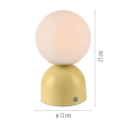 Schöner Wohnen 19218-81 - Lampe de bureau LED tactile rechargeable et dimmable RUDI LED/1,2W/5V 3000-6000K 1200 mAh jaune