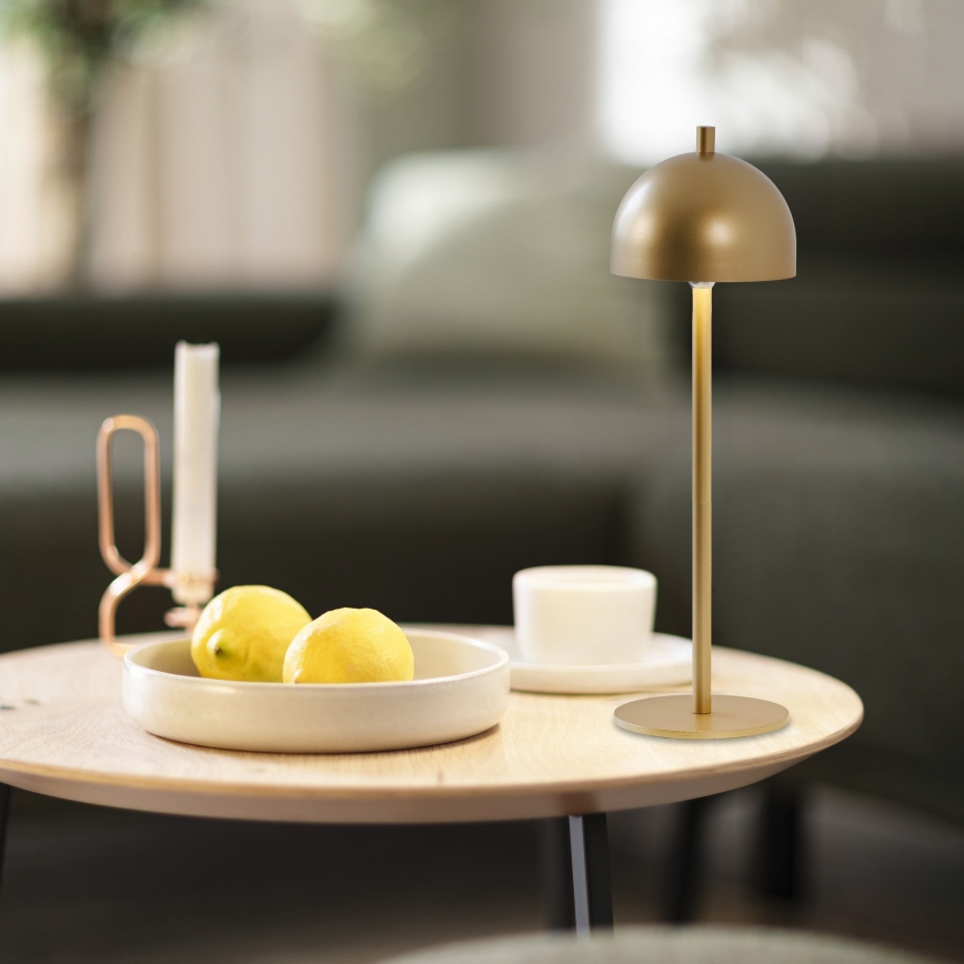 Schöner Wohnen 19244-12 - Lampe de table d'extérieur LED tactile et rechargeable BELLIS, à intensité réglable, LED/2,5W/5V 2600 mAh IP54, dorée