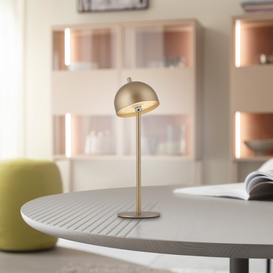 Schöner Wohnen 19244-12 - Lampe de table d'extérieur LED tactile et rechargeable BELLIS, à intensité réglable, LED/2,5W/5V 2600 mAh IP54, dorée