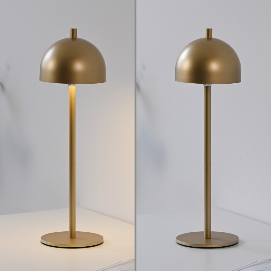 Schöner Wohnen 19244-12 - Lampe de table d'extérieur LED tactile et rechargeable BELLIS, à intensité réglable, LED/2,5W/5V 2600 mAh IP54, dorée