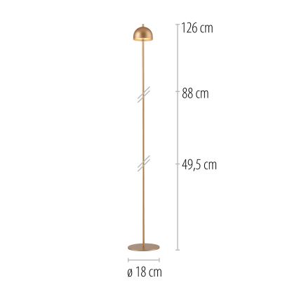 Schöner Wohnen 19245-12 - Lampe sur pied d'extérieur LED BELLIS, tactile, dimmable et rechargeable, 2,5 W/5 V, 2600 mAh, IP54, dorée