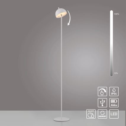 Schöner Wohnen 19245-16 - Lampe sur pied extérieure rechargeable à LED, tactile et dimmable BELLIS LED/2,5W/5V 2600 mAh IP54 blanche
