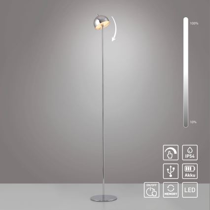 Schöner Wohnen 19245-17 - Lampadaire d'extérieur rechargeable à commande tactile et à intensité réglable BELLIS LED/2,5W/5V 2600 mAh IP54, finition chrome brillant