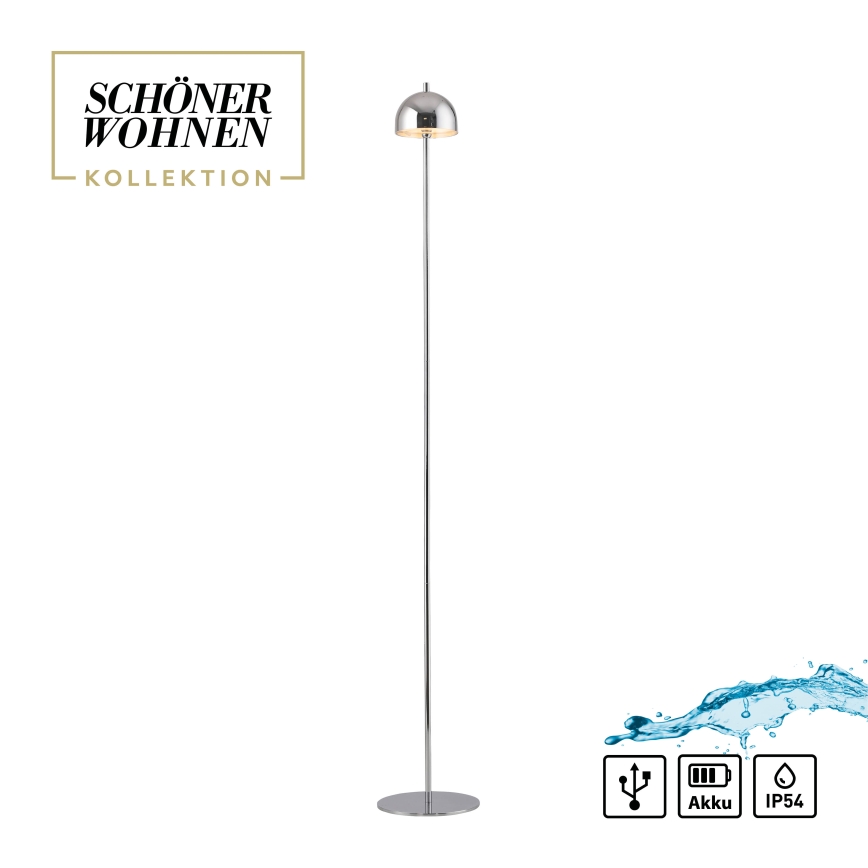 Schöner Wohnen 19245-17 - Lampadaire d'extérieur rechargeable à commande tactile et à intensité réglable BELLIS LED/2,5W/5V 2600 mAh IP54, finition chrome brillant