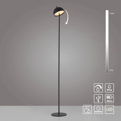 Schöner Wohnen 19245-18 - Lampadaire d'extérieur LED dimmable à commande tactile, rechargeable BELLIS LED/2,5W/5V 2600 mAh IP54 noir