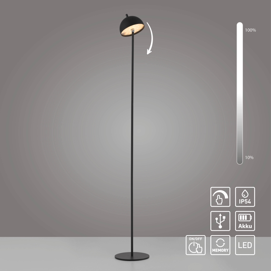 Schöner Wohnen 19245-18 - Lampadaire d'extérieur LED dimmable à commande tactile, rechargeable BELLIS LED/2,5W/5V 2600 mAh IP54 noir