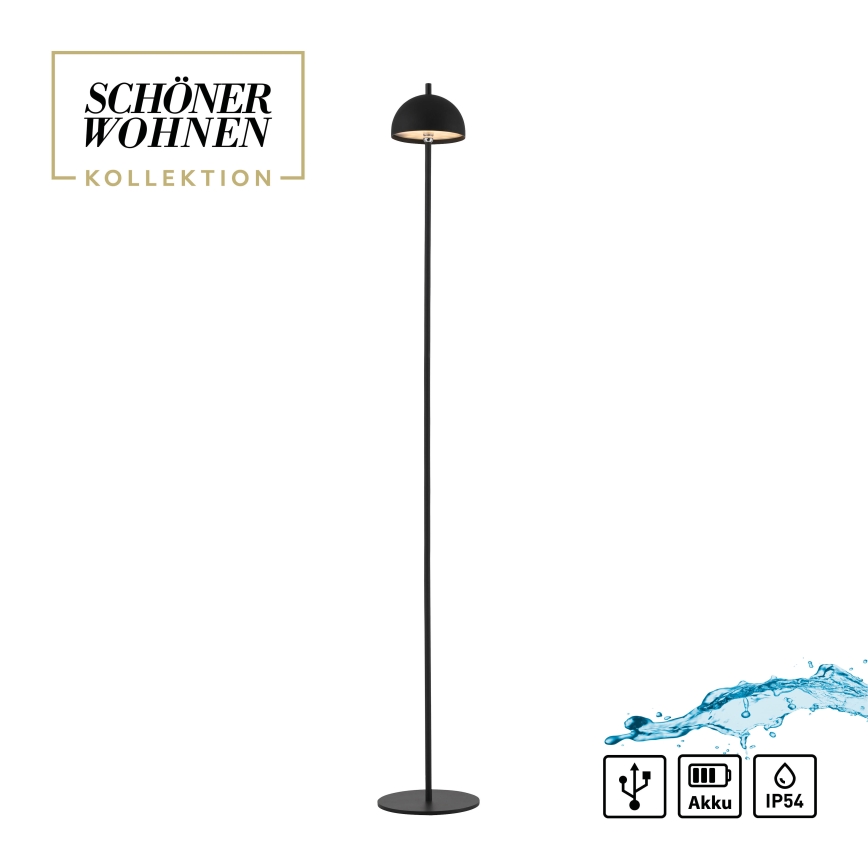 Schöner Wohnen 19245-18 - Lampadaire d'extérieur LED dimmable à commande tactile, rechargeable BELLIS LED/2,5W/5V 2600 mAh IP54 noir