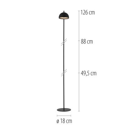 Schöner Wohnen 19245-18 - Lampadaire d'extérieur LED dimmable à commande tactile, rechargeable BELLIS LED/2,5W/5V 2600 mAh IP54 noir