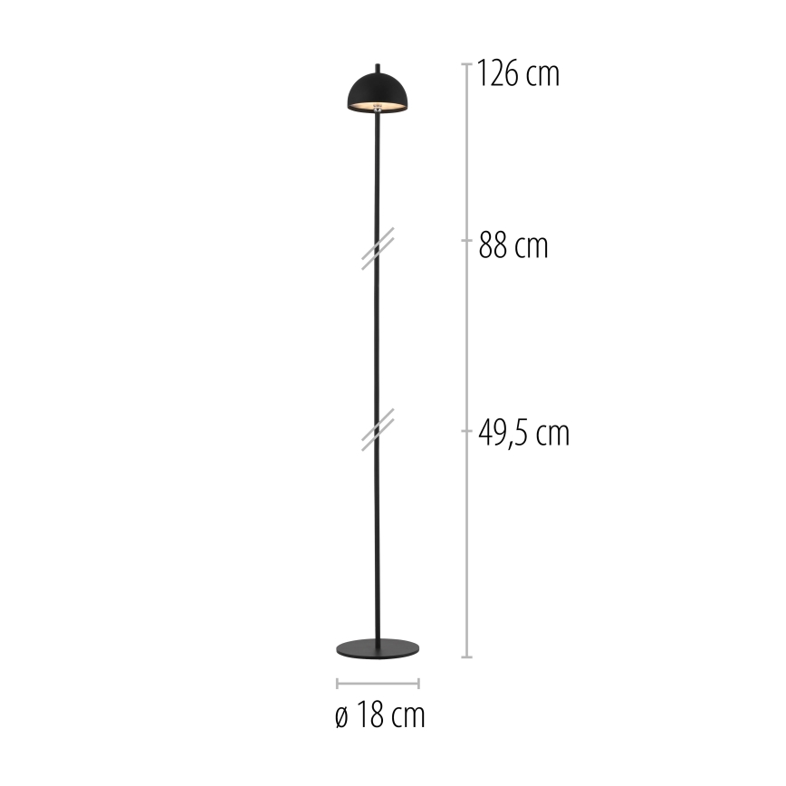 Schöner Wohnen 19245-18 - Lampadaire d'extérieur LED dimmable à commande tactile, rechargeable BELLIS LED/2,5W/5V 2600 mAh IP54 noir