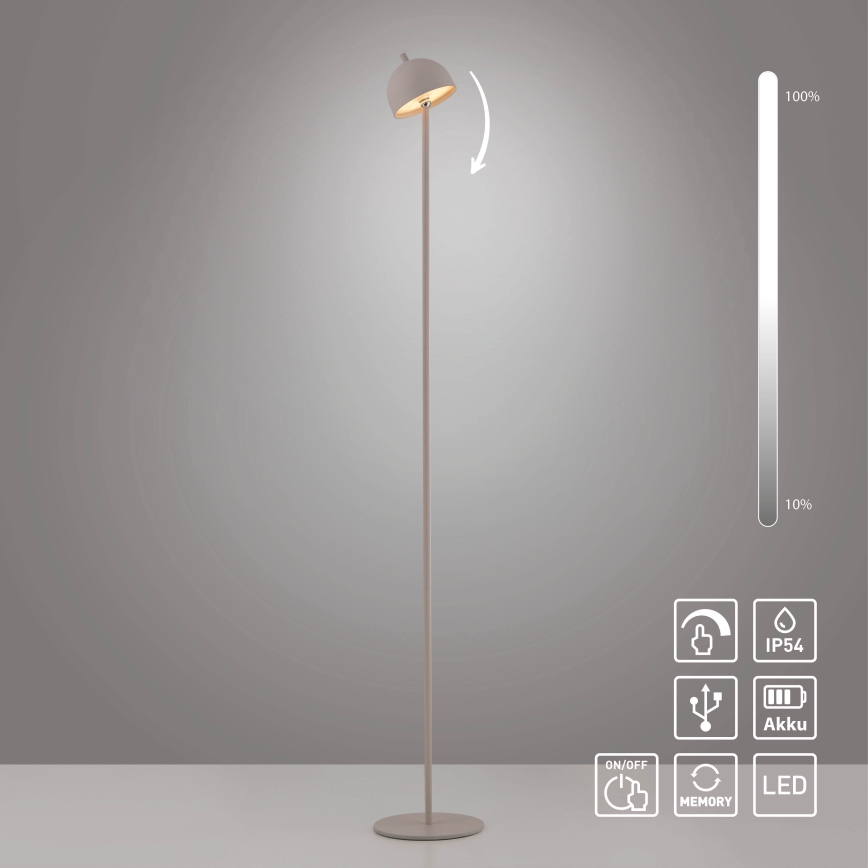 Schöner Wohnen 19245-39 - Lampadaire d'extérieur tactile, rechargeable et à intensité réglable BELLIS LED/2,5W/5V 2600 mAh IP54 gris