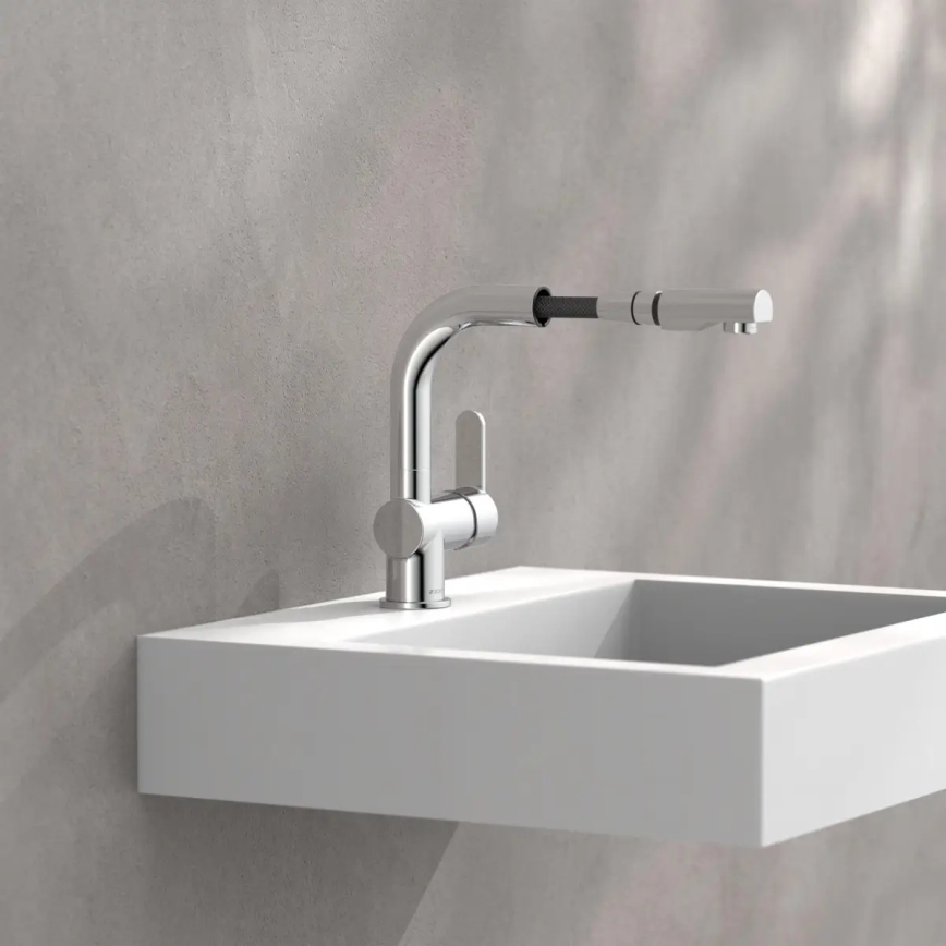 Schütte 79710 - Mitigeur d'évier LONDON à douchette extractible, finition chrome brillant