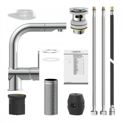 Schütte 79710 - Mitigeur d'évier LONDON à douchette extractible, finition chrome brillant