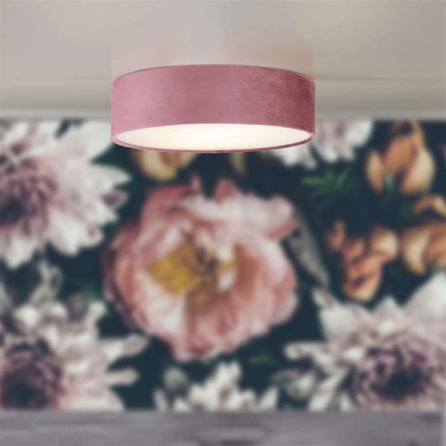 Searchlight - Plafonnier DRUM PLEAT 2xE27/15W/230V rose