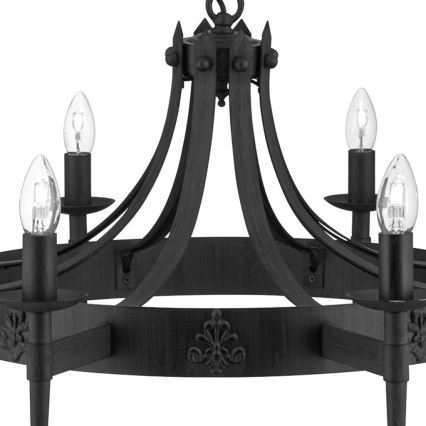Searchlight - Lustre à chaîne CARTWHEEL 8xE14/60W/230V noir