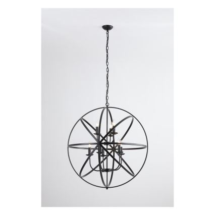 Searchlight - Lustre à chaîne ORBIT 8xE14/60W/230V noir