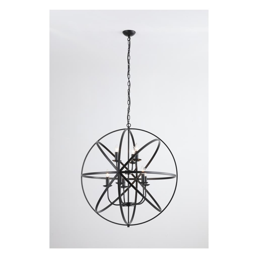 Searchlight - Lustre à chaîne ORBIT 8xE14/60W/230V noir
