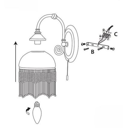 Searchlight - Applique murale VICTORIANA 1xE27/60W/230V laiton