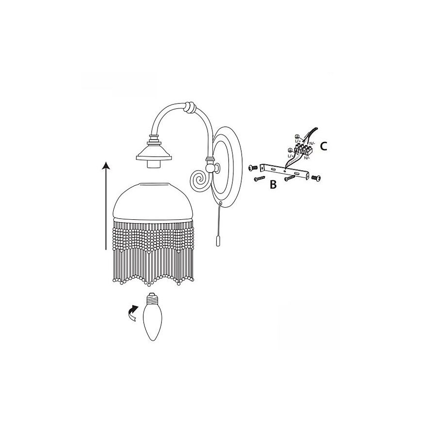 Searchlight - Applique murale VICTORIANA 1xE27/60W/230V laiton