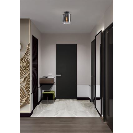 Searchlight - Plafonnier SWEDEN 1xE27/60W/230V Ø 22 cm noir/fumé