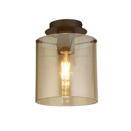 Searchlight - Plafonnier SWEDEN 1xE27/60 W/230 V Ø 22 cm marron/fumé