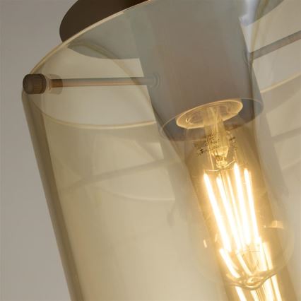 Searchlight - Plafonnier SWEDEN 1xE27/60 W/230 V Ø 22 cm marron/fumé