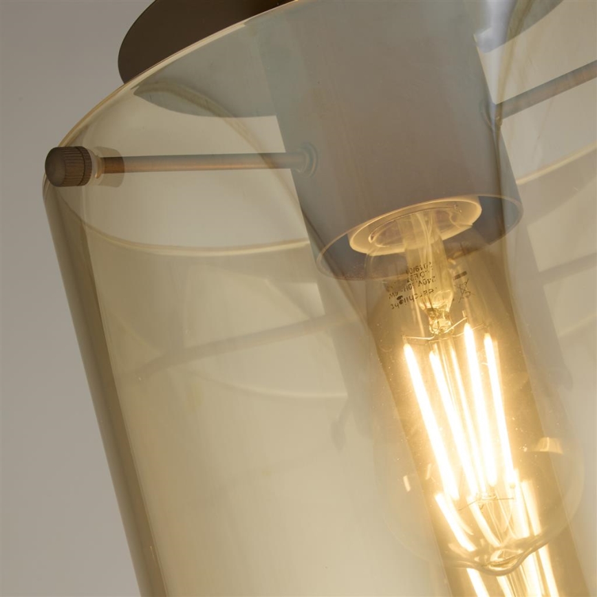 Searchlight - Plafonnier SWEDEN 1xE27/60 W/230 V Ø 22 cm marron/fumé