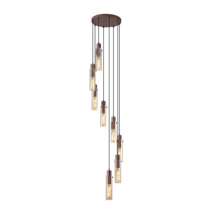 Searchlight - Suspension sur câble SWEDEN 8xE27/60W/230V marron/fumé