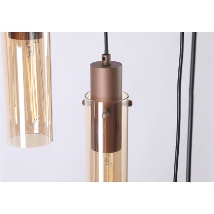 Searchlight - Suspension sur câble SWEDEN 8xE27/60W/230V marron/fumé