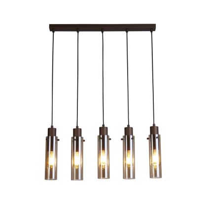 Searchlight - Suspension sur câble SWEDEN 5xE27/60W/230V marron/fumé
