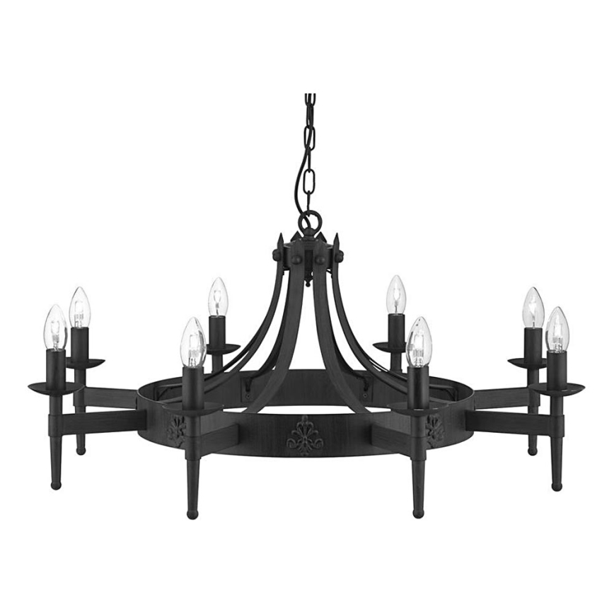 Searchlight - Lustre à chaîne CARTWHEEL 8xE14/60W/230V noir