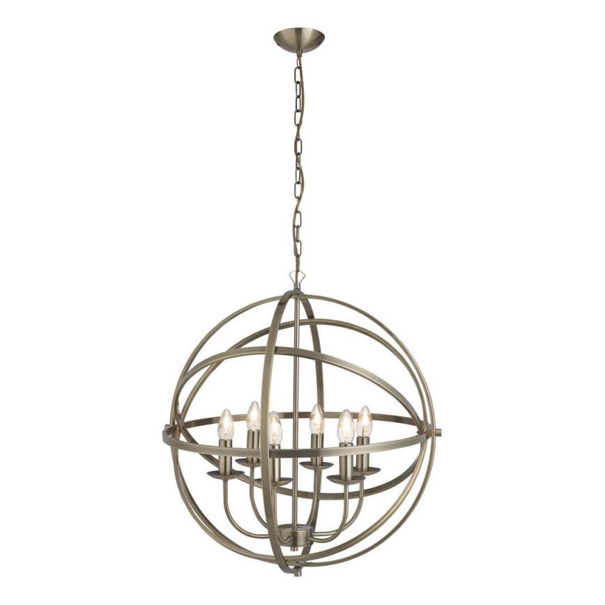 Searchlight - Lustre à chaîne ORBIT 6xE14/60W/230V, laiton