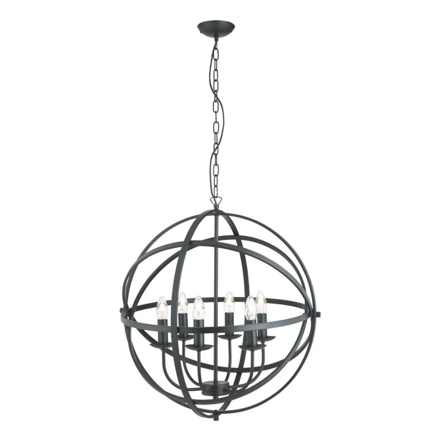 Searchlight - Lustre sur chaîne ORBIT 6xE14/60W/230V noir