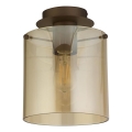 Searchlight - Plafonnier SWEDEN 1xE27/60 W/230 V Ø 22 cm marron/fumé