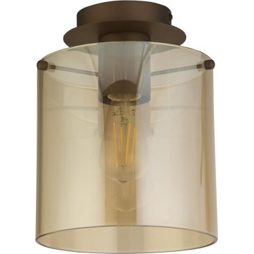 Searchlight - Plafonnier SWEDEN 1xE27/60 W/230 V Ø 22 cm marron/fumé