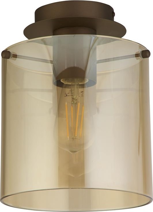 Searchlight - Plafonnier SWEDEN 1xE27/60 W/230 V Ø 22 cm marron/fumé