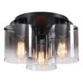 Searchlight - Plafonnier SWEDEN 3xE27/60W/230V diam. 39 cm noir/fumé