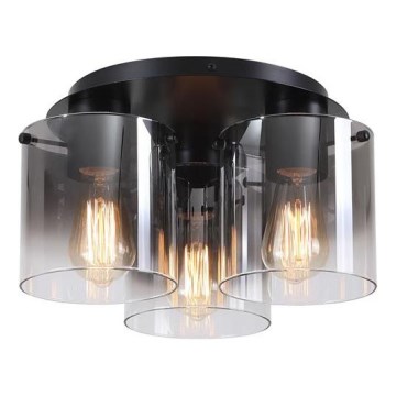 Searchlight - Plafonnier SWEDEN 3xE27/60W/230V diam. 39 cm noir/fumé